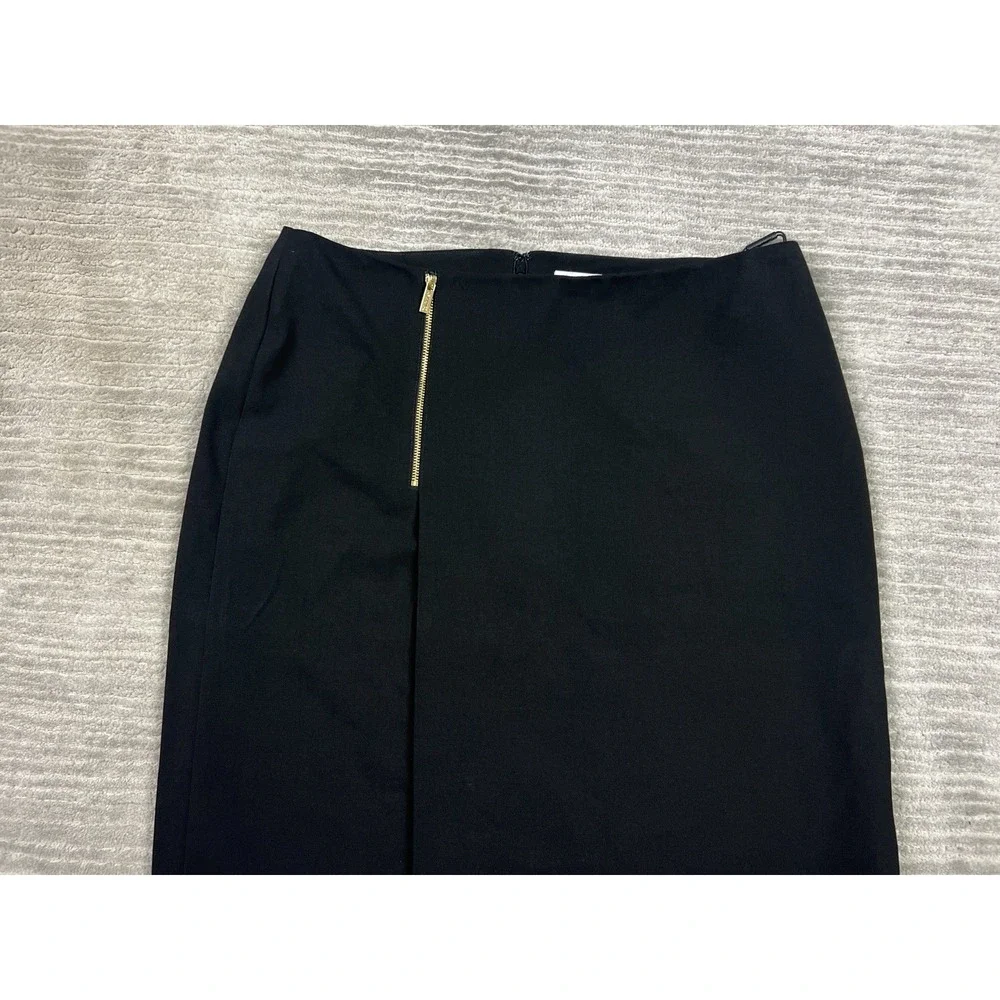 Calvin Klein Skirt‎ Womens 12 Black Faux Wrap Zip Pencil Polyester Blend NWT